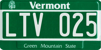 VT license plate LTV025
