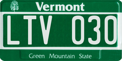 VT license plate LTV030