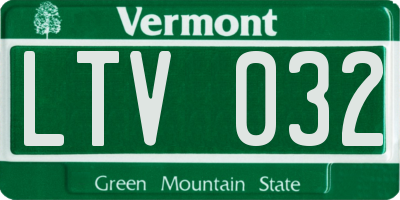 VT license plate LTV032