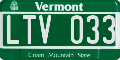 VT license plate LTV033