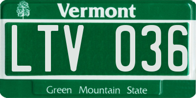 VT license plate LTV036