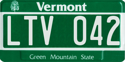 VT license plate LTV042