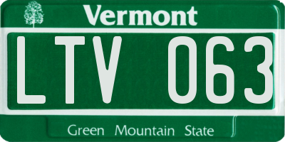 VT license plate LTV063
