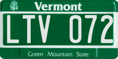VT license plate LTV072