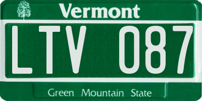 VT license plate LTV087