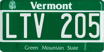 VT license plate LTV205