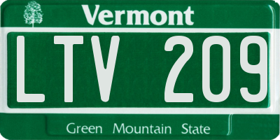 VT license plate LTV209