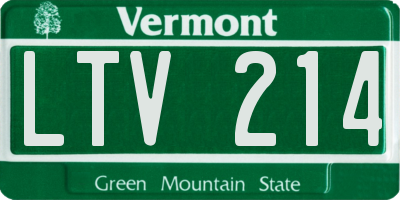 VT license plate LTV214
