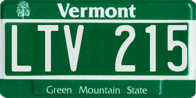 VT license plate LTV215