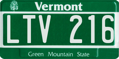 VT license plate LTV216