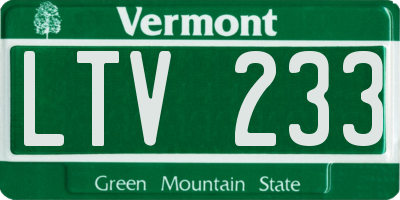 VT license plate LTV233