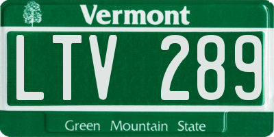 VT license plate LTV289