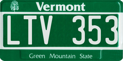 VT license plate LTV353