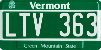 VT license plate LTV363