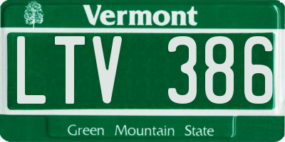 VT license plate LTV386