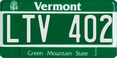 VT license plate LTV402