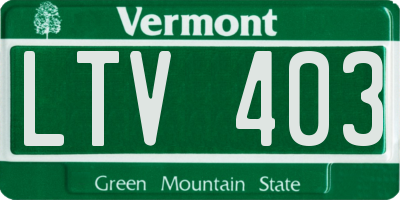 VT license plate LTV403