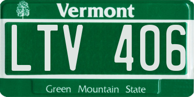 VT license plate LTV406