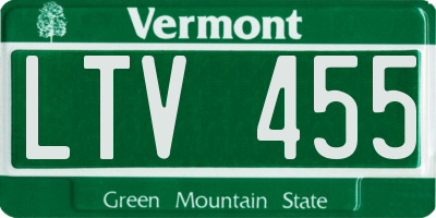VT license plate LTV455