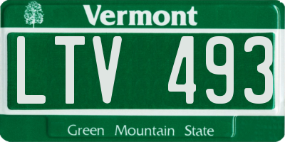 VT license plate LTV493