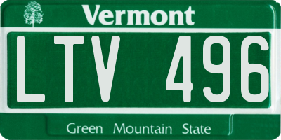 VT license plate LTV496