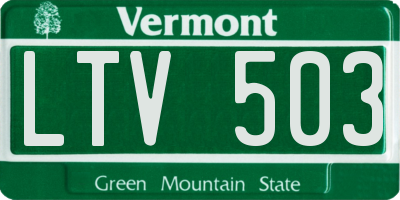 VT license plate LTV503