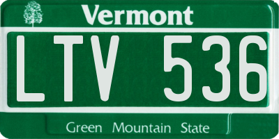 VT license plate LTV536