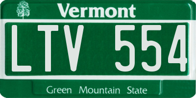 VT license plate LTV554