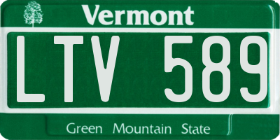 VT license plate LTV589