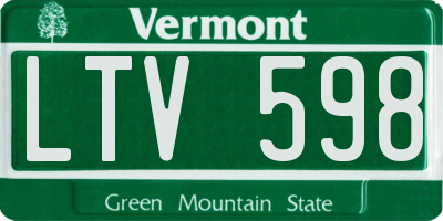 VT license plate LTV598