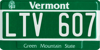 VT license plate LTV607