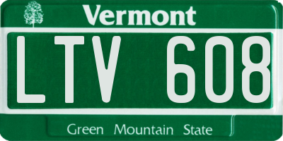 VT license plate LTV608