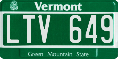 VT license plate LTV649