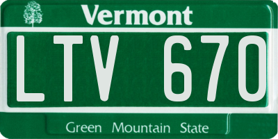VT license plate LTV670