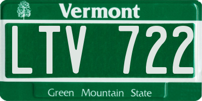 VT license plate LTV722