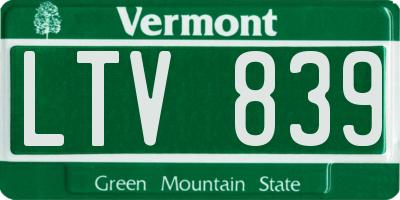 VT license plate LTV839