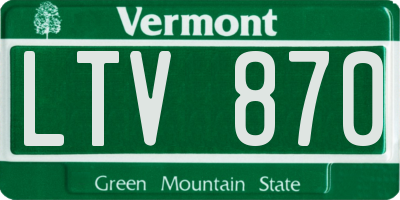 VT license plate LTV870