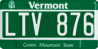 VT license plate LTV876