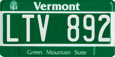 VT license plate LTV892