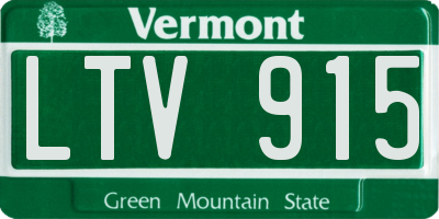 VT license plate LTV915