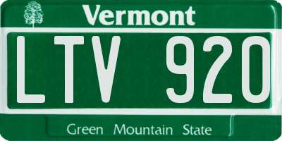 VT license plate LTV920