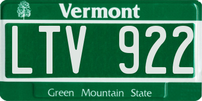 VT license plate LTV922
