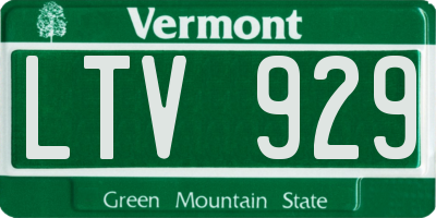 VT license plate LTV929