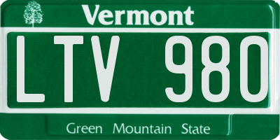 VT license plate LTV980