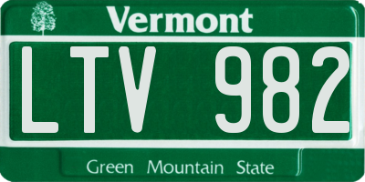 VT license plate LTV982