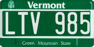 VT license plate LTV985