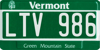 VT license plate LTV986