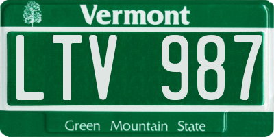 VT license plate LTV987