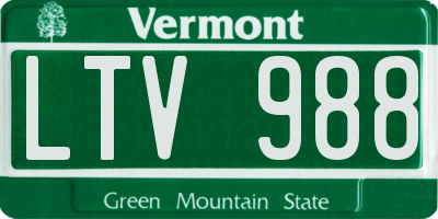 VT license plate LTV988