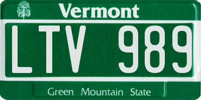VT license plate LTV989